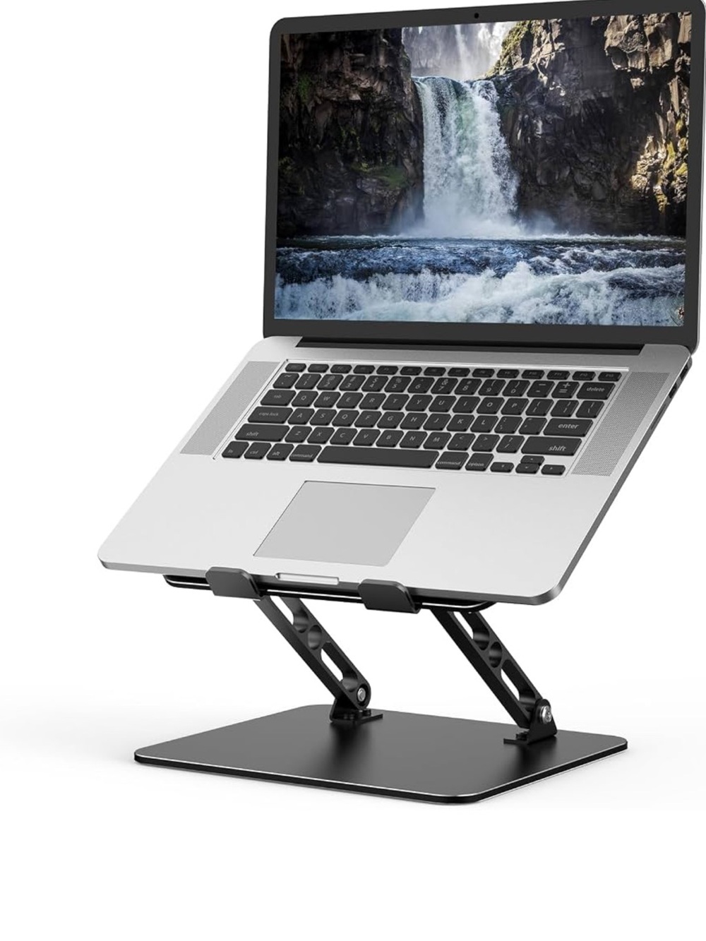 Adjustable Black Laptop & Tablet Stand - Universal Ergonomic Riser